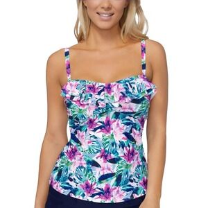 Island Escape Women's Tahiti Ruffled Tankini Swim Top Size 8 NWT